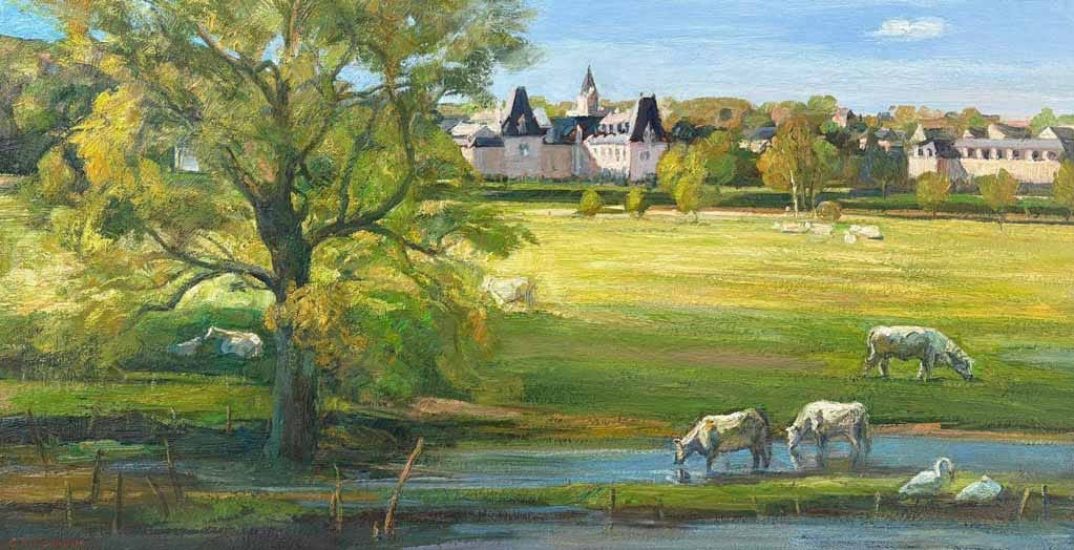 Composer au jardin (huile sur toile) - 130 x 89 cm