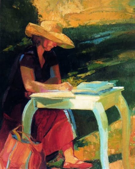 Agnès writing - 81 x 65 cm - private collection