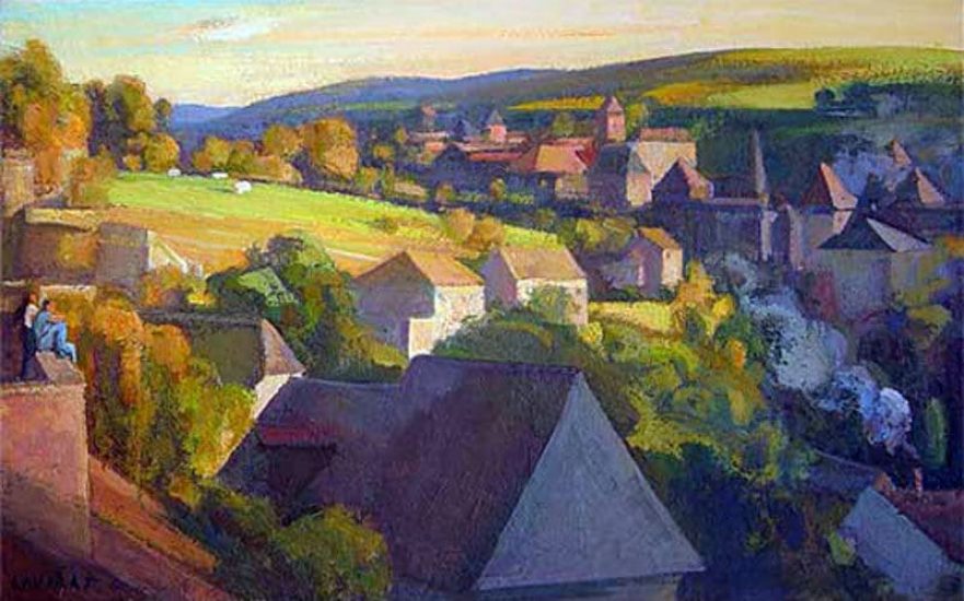 Le soir à Treignac - 38 x 61 cm - collection particulière