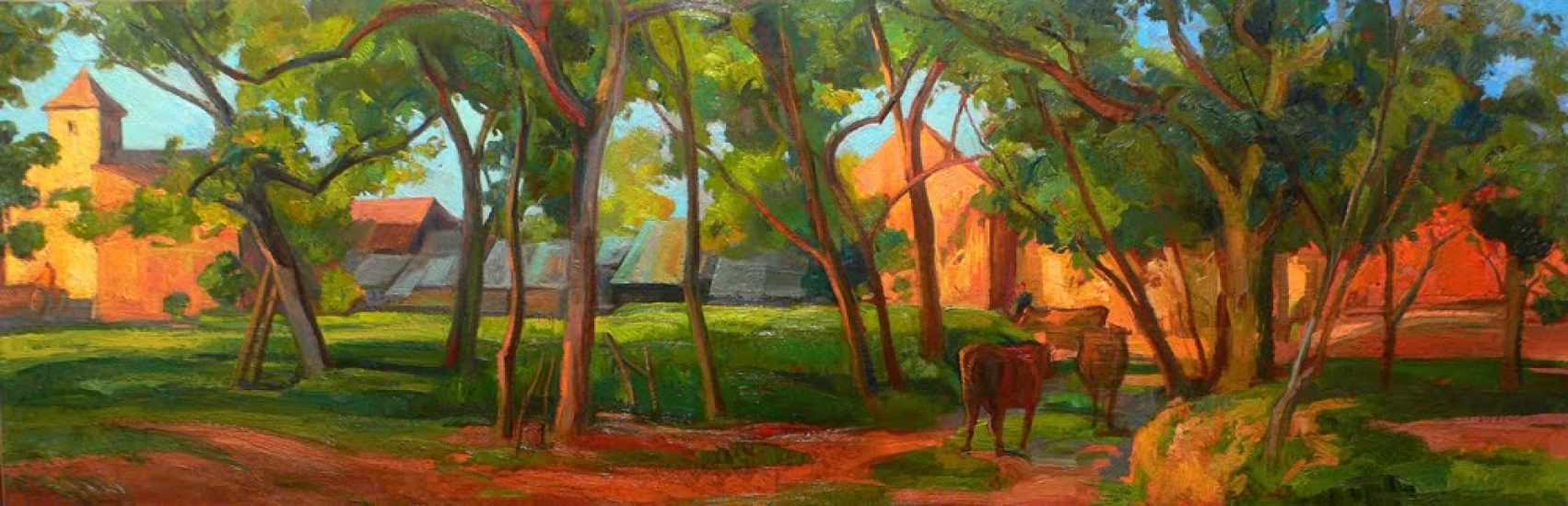 The Return from the fields, Segonzac in Dordogne - 50 x 150 cm