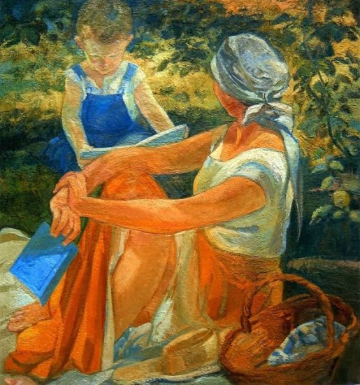 L'enfance, après-midi à Nogent - 100 x 100 cm - collection particulière